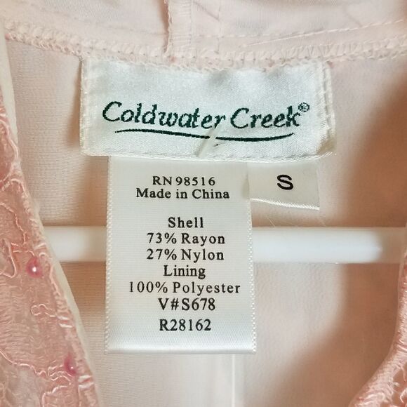 Coldwater Creek Light Pink Lace Button-up Cardigan Top Size Small - Picture 5 of 8